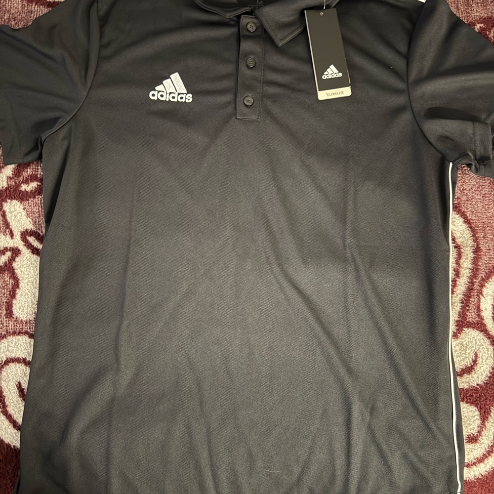 Adidas Black Polo Shirt Moisture-Wicking Athletic Wear